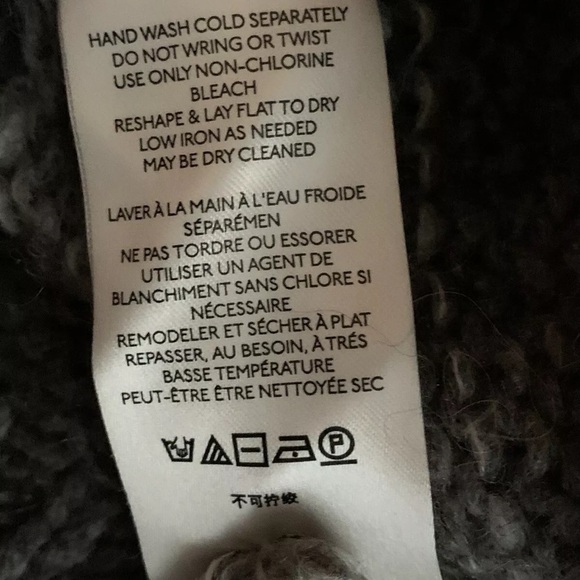 By Anthropologie Women Sweater Wool Alpaca Blend Mock Neck Stripe Gray cream - Picture 9 of 9